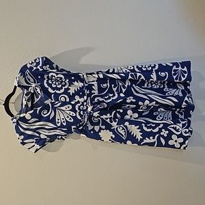 Boden Bold Blue Floral Medi Dress Button Front Cotton Womens 10P